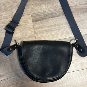 Roots Mezza Luna Black Leather Saddlebag